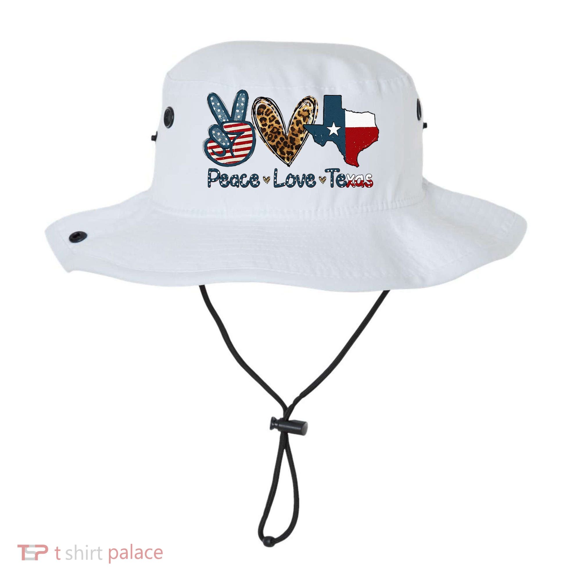Peace Love Texas TX Texas Flag Funny City Home Roots Bucket Hat