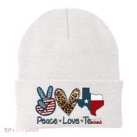 Peace Love Texas TX Texas Flag Funny City Home Roots Beanie thumb 0