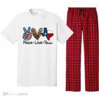 Peace Love Texas TX Texas Flag Funny City Home Roots Pajama Set thumb 0