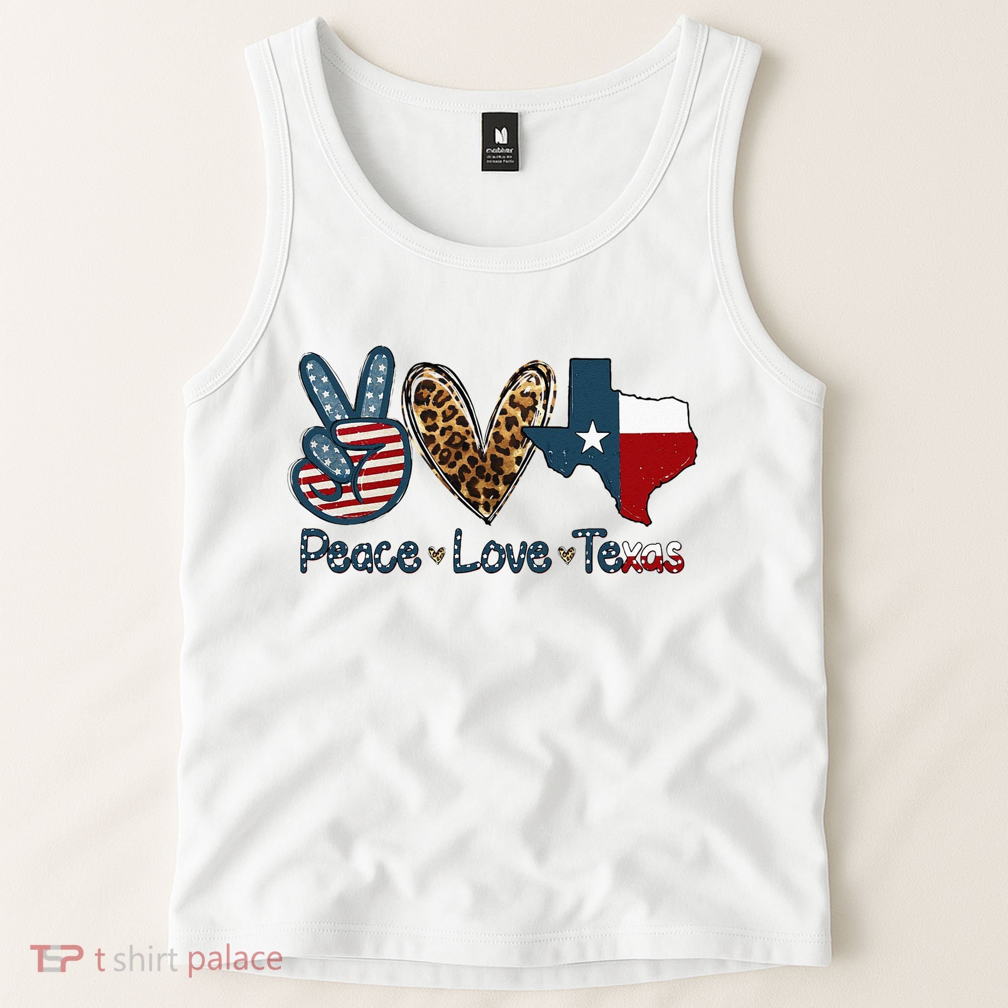 Peace Love Texas TX Texas Flag Funny City Home Roots Tank Top