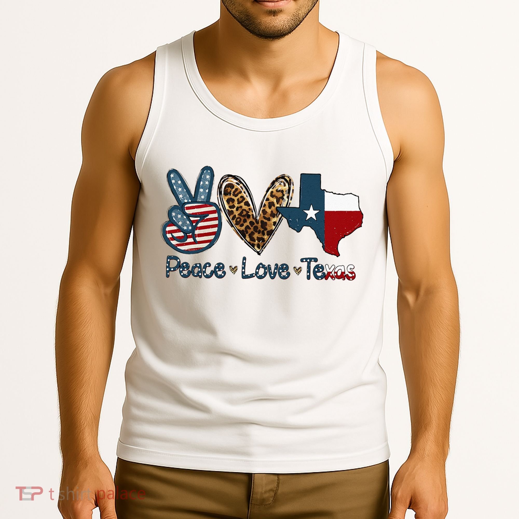 Peace Love Texas TX Texas Flag Funny City Home Roots Tank Top