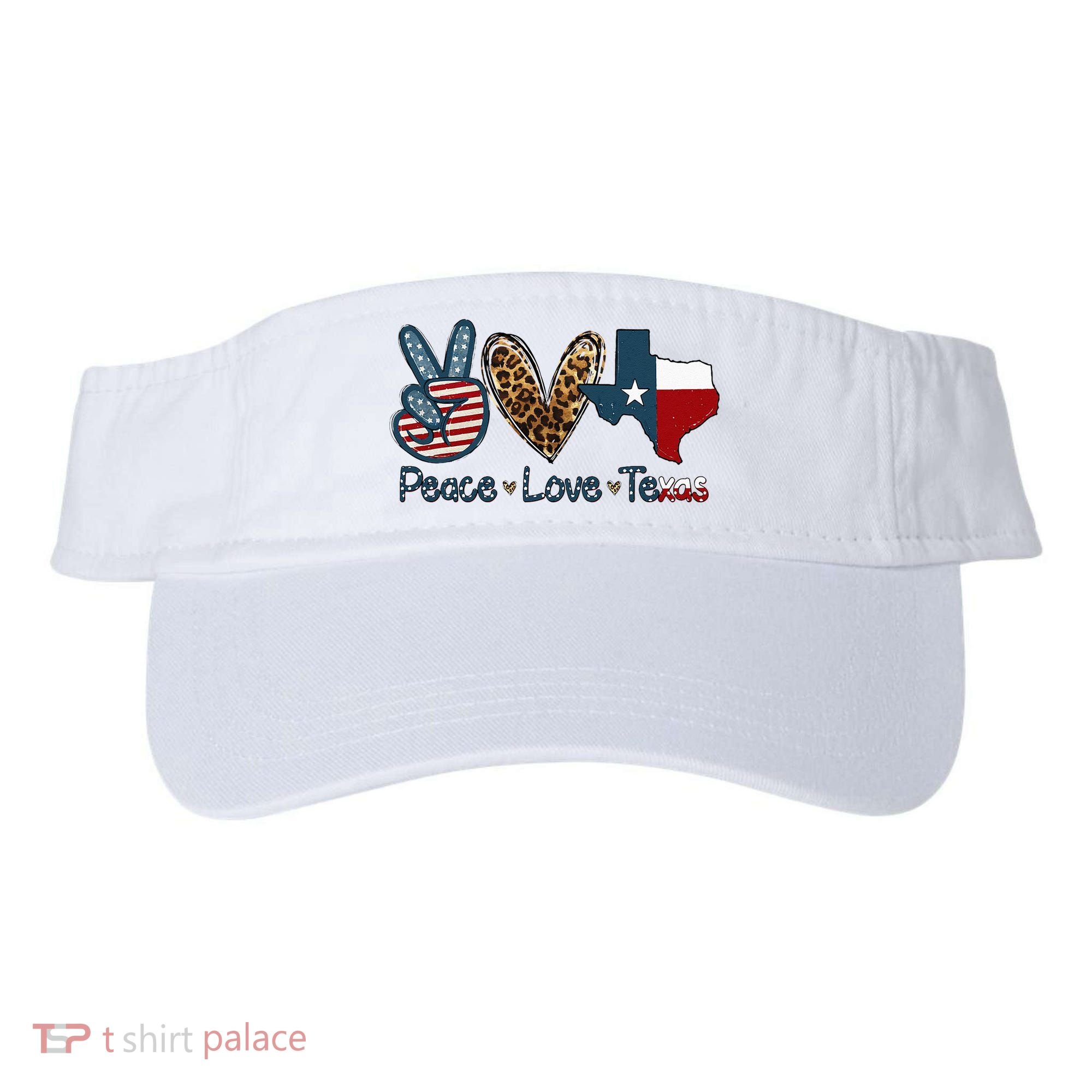 Peace Love Texas TX Texas Flag Funny City Home Roots Visor