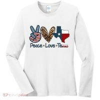 Peace Love Texas TX Texas Flag Funny City Home Roots Women's Long Sleeve Shirt thumb 0