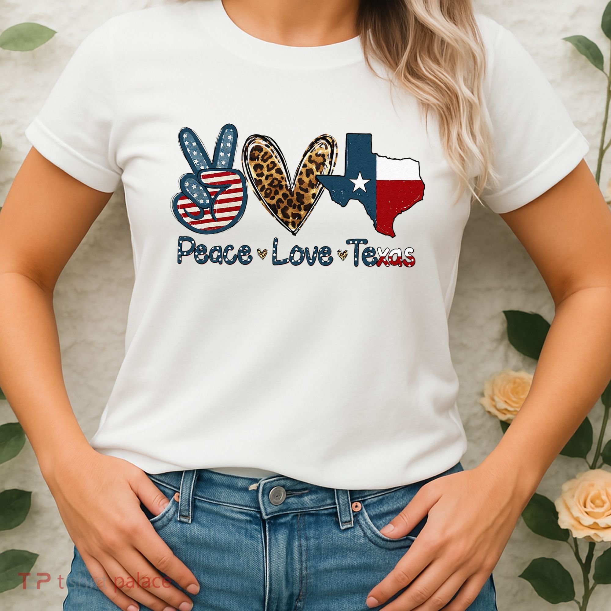 Peace Love Texas TX Texas Flag Funny City Home Roots Women's T-Shirt