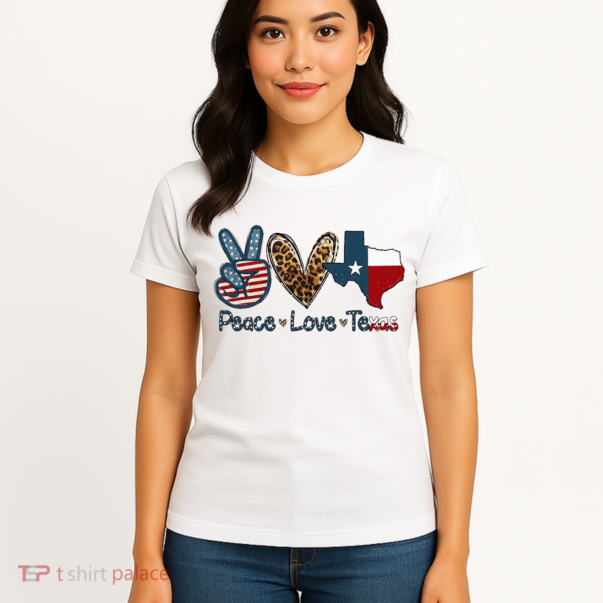 Peace Love Texas TX Texas Flag Funny City Home Roots Women's T-Shirt