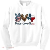 Peace Love Texas TX Texas Flag Funny City Home Roots Kids Sweatshirt thumb 0