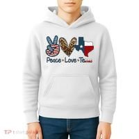 Peace Love Texas TX Texas Flag Funny City Home Roots Kids Hoodie thumb 4