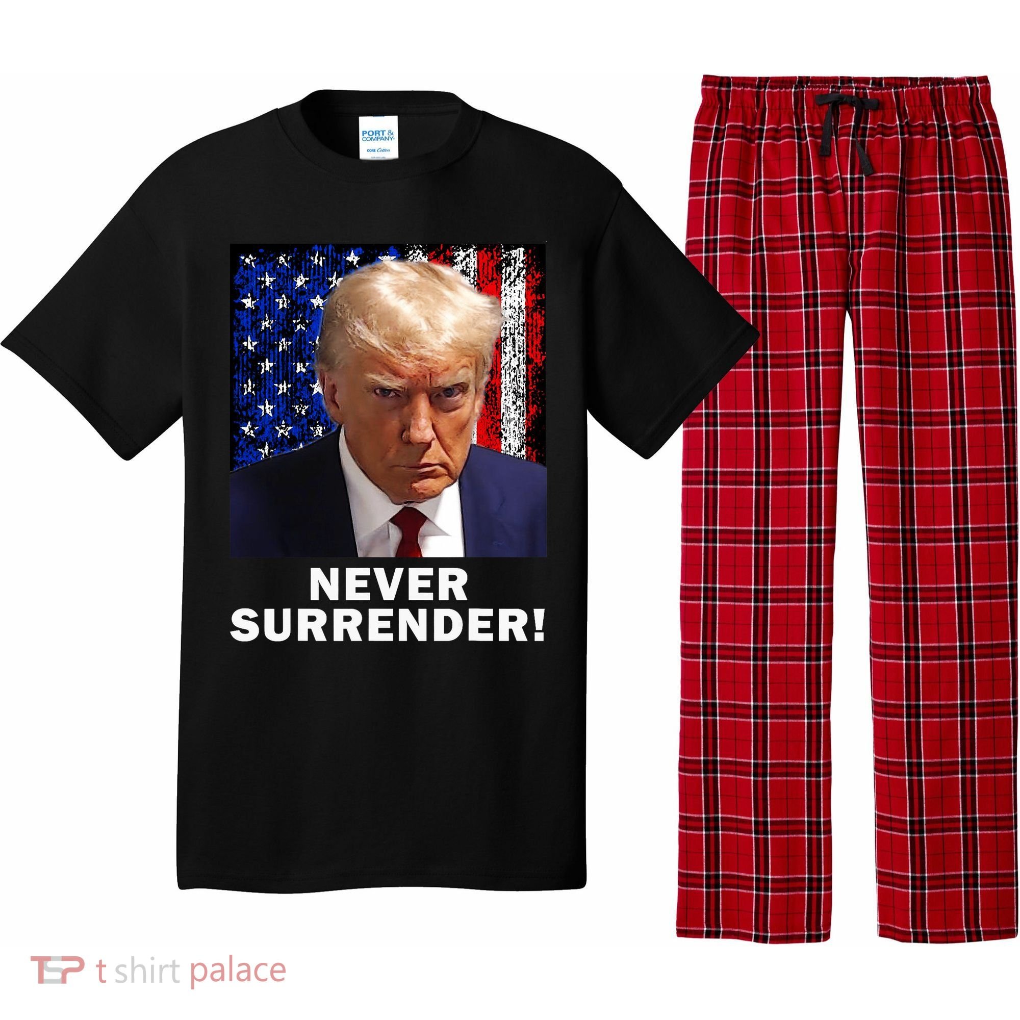 President Legend Trump 2024 Mugshot Never Surrender Pajama Set