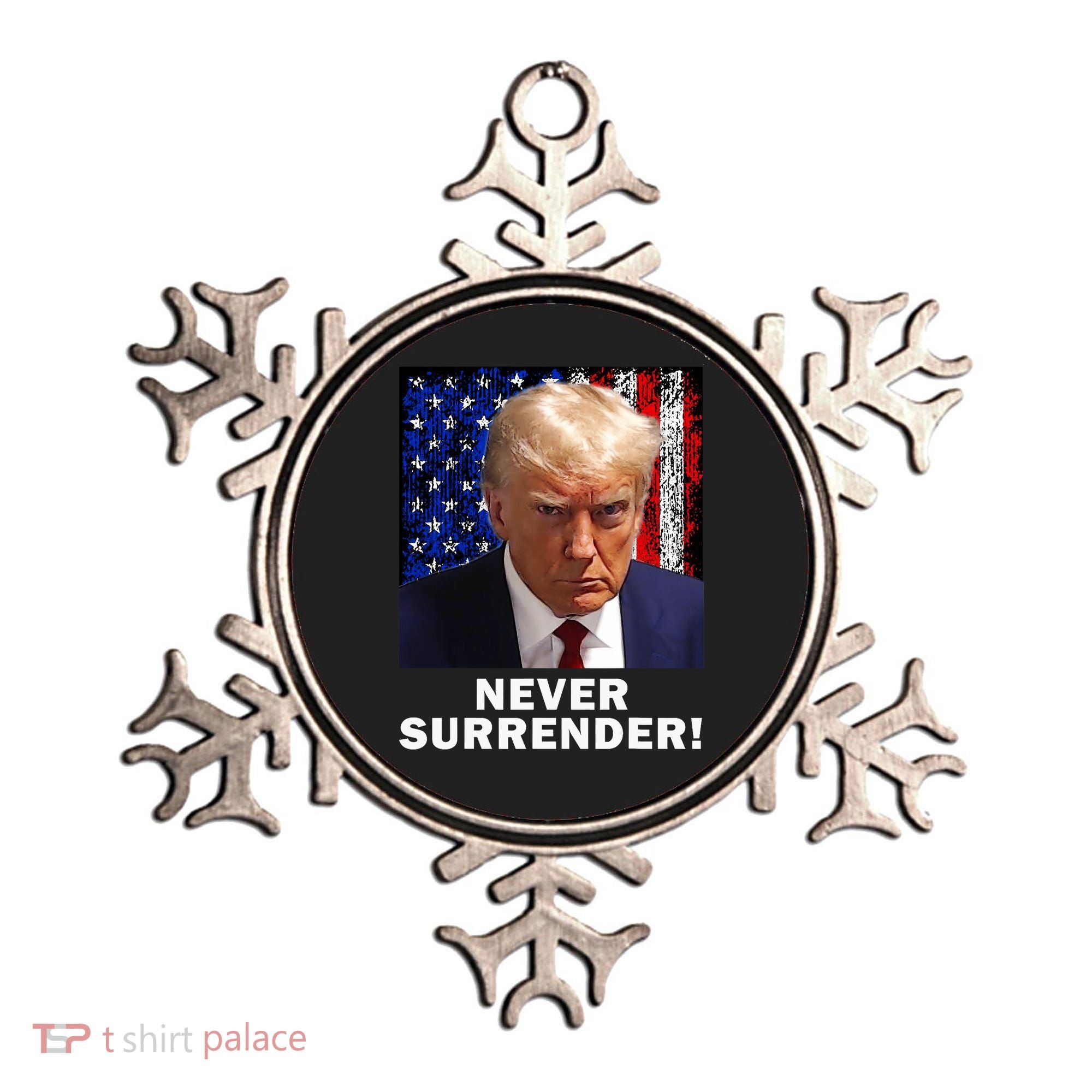 President Legend Trump 2024 Mugshot Never Surrender Ornament