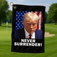 President Legend Trump 2024 Mugshot Never Surrender Golf Towel thumb 1