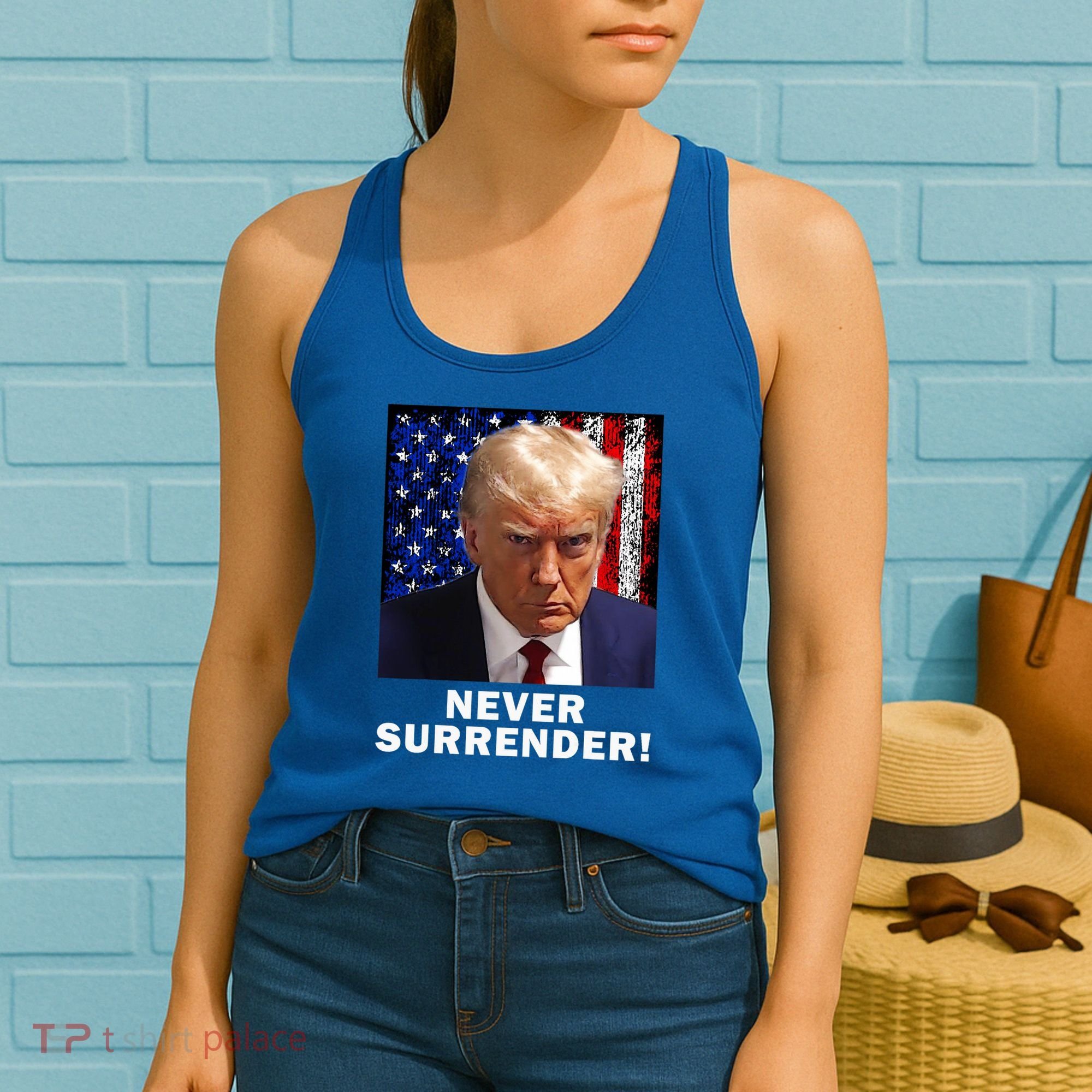 President Legend Trump 2024 Mugshot Never Surrender Women's Tank Top