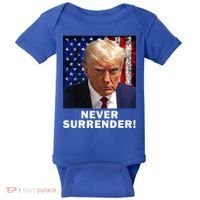 President Legend Trump 2024 Mugshot Never Surrender Baby Bodysuit thumb 0