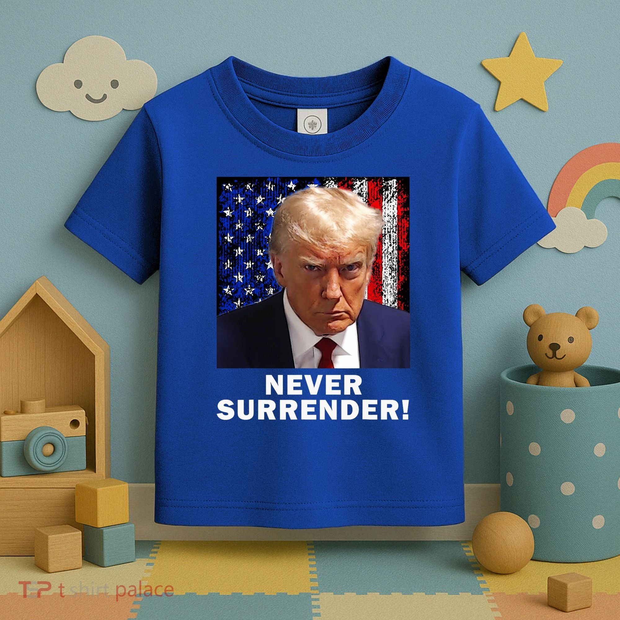 President Legend Trump 2024 Mugshot Never Surrender Toddler T-Shirt
