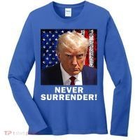 President Legend Trump 2024 Mugshot Never Surrender Women's Long Sleeve Shirt thumb 0