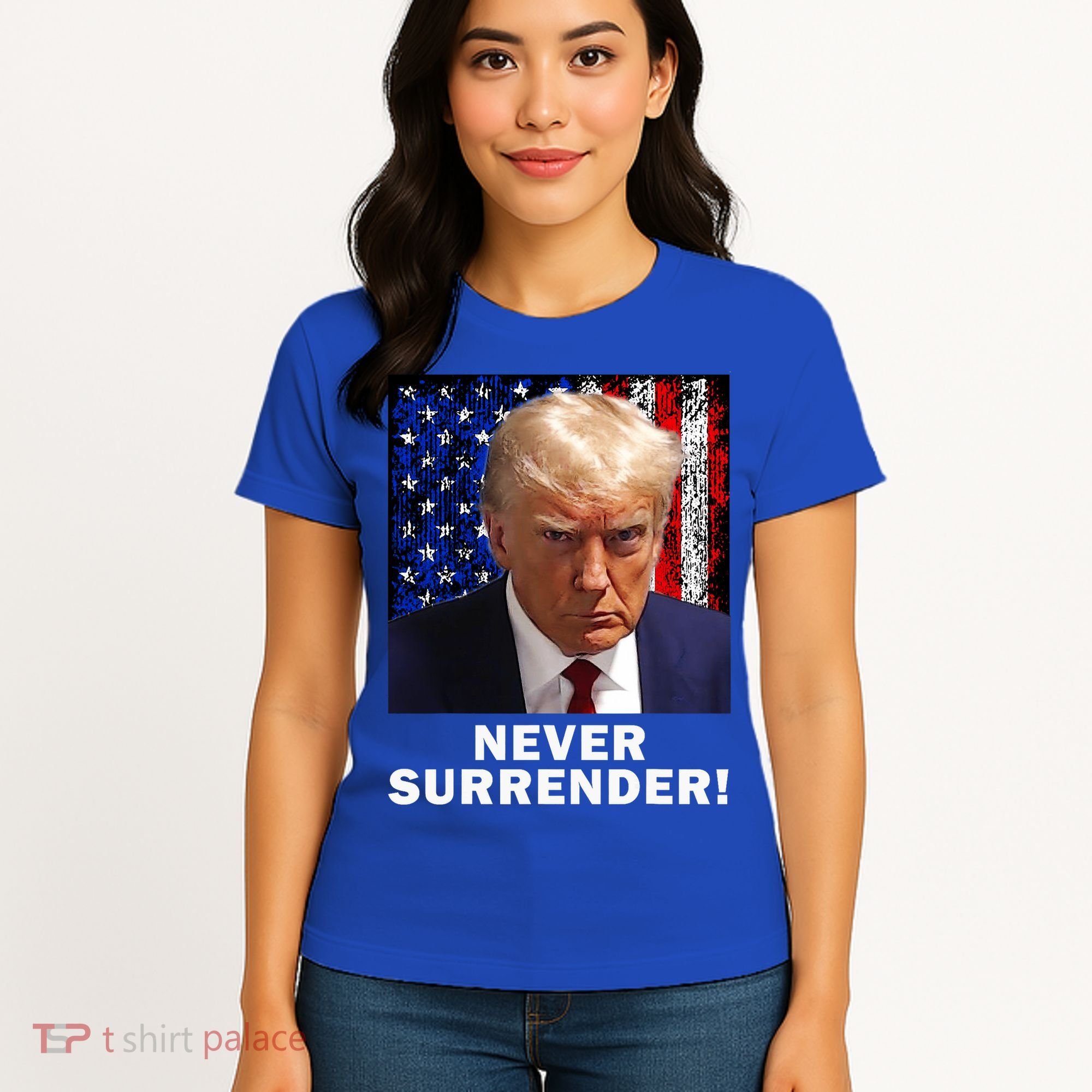 President Legend Trump 2024 Mugshot Never Surrender Women's T-Shirt