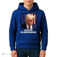 President Legend Trump 2024 Mugshot Never Surrender Kids Hoodie thumb 4