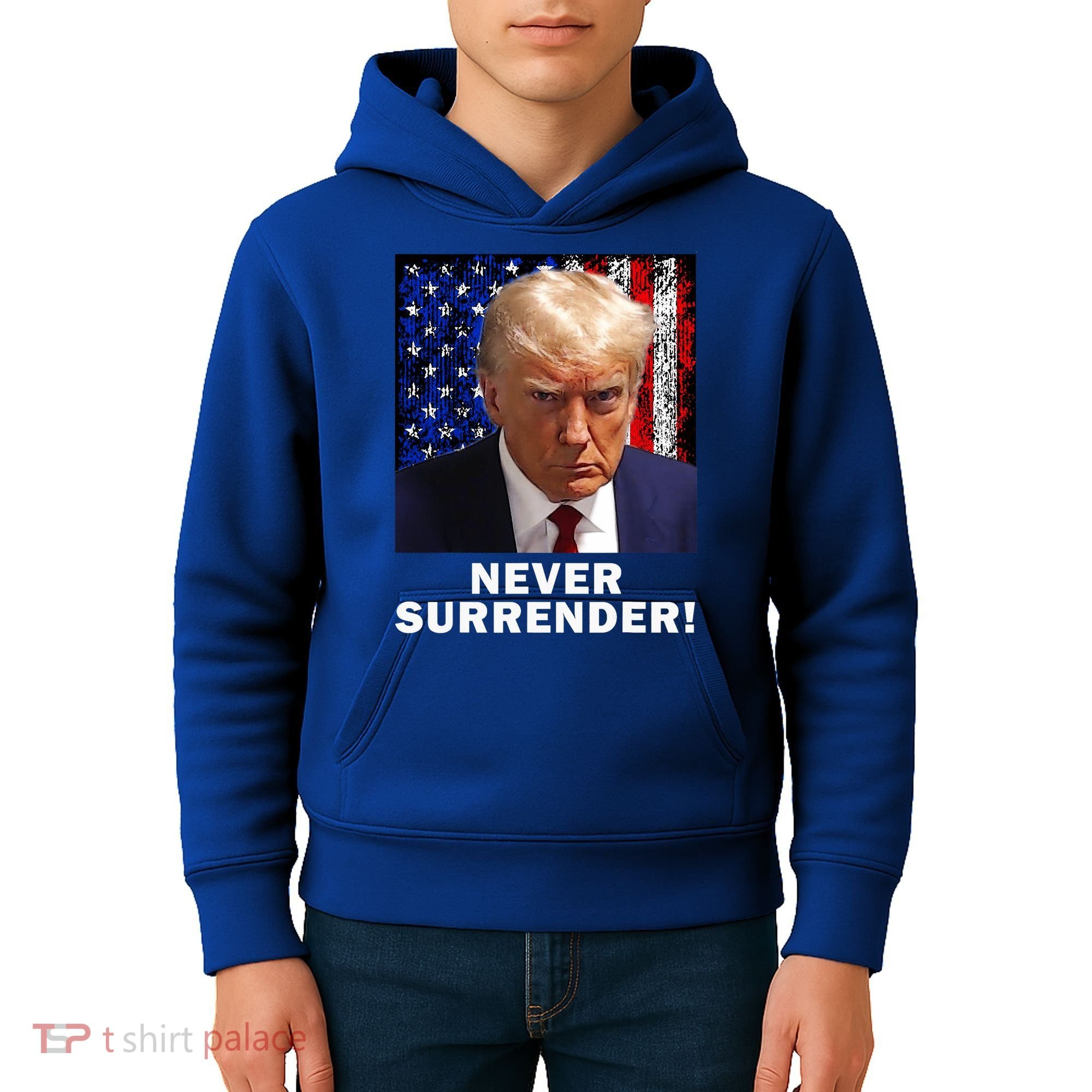 President Legend Trump 2024 Mugshot Never Surrender Kids Hoodie