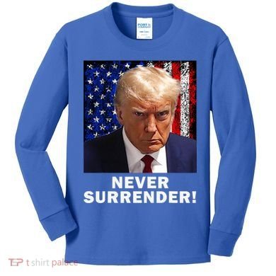 President Legend Trump 2024 Mugshot Never Surrender Kids Long Sleeve Shirt