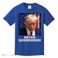 President Legend Trump 2024 Mugshot Never Surrender Kids T-Shirt thumb 0