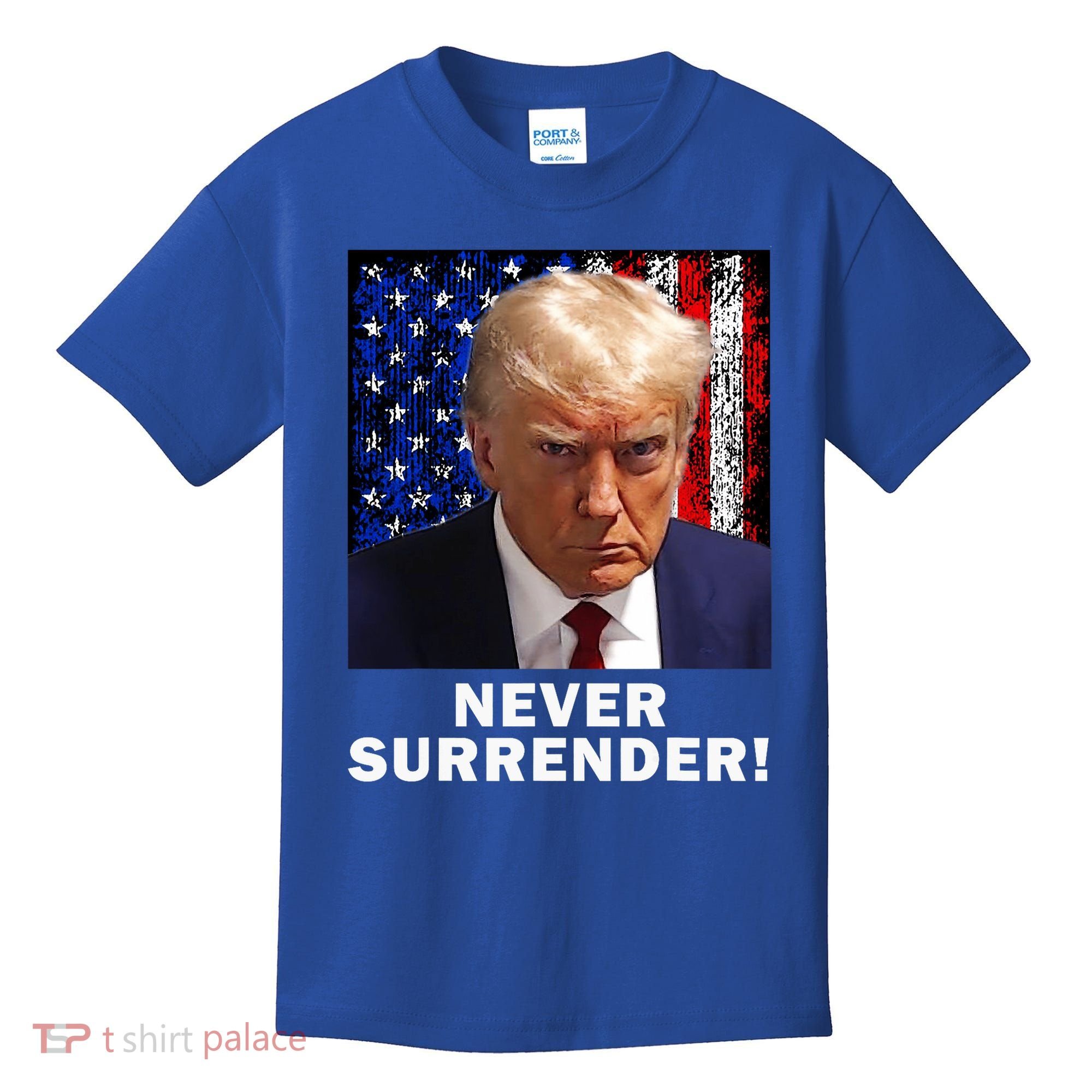 President Legend Trump 2024 Mugshot Never Surrender Kids T-Shirt