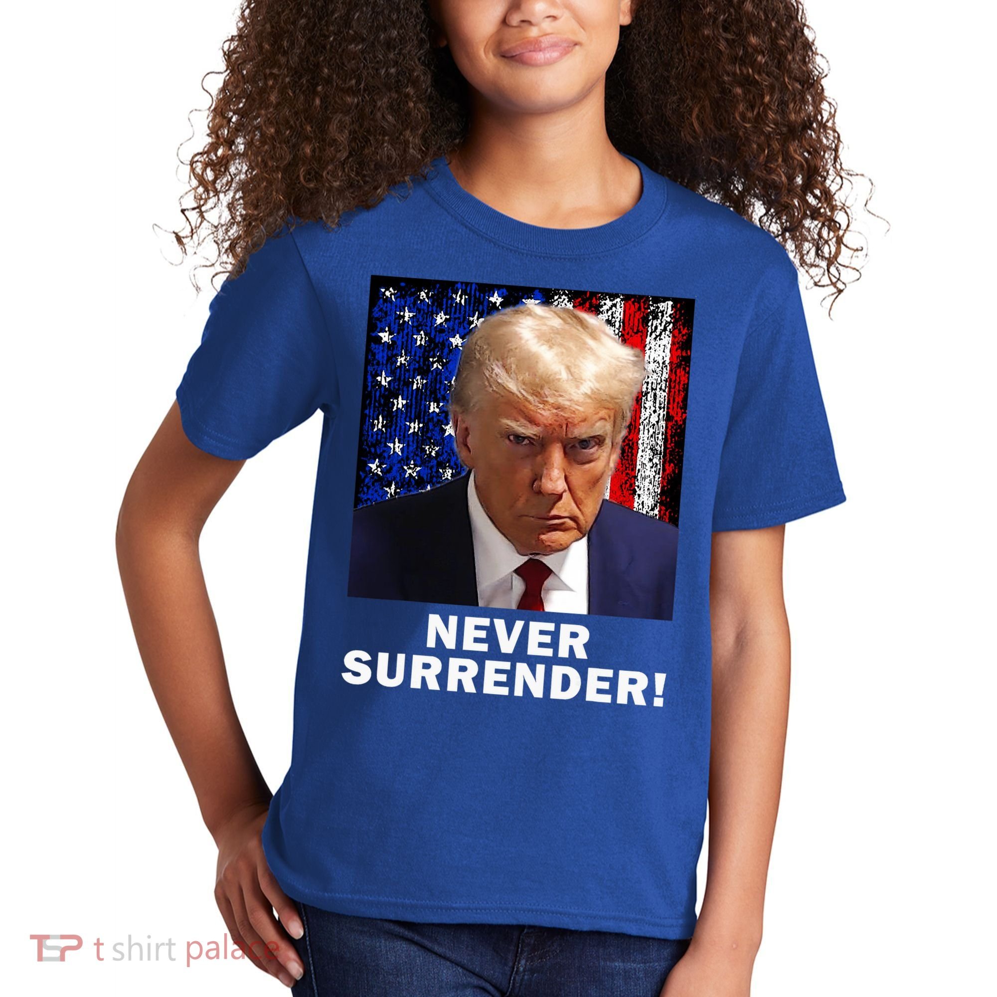 President Legend Trump 2024 Mugshot Never Surrender Kids T-Shirt