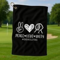 Peace Love Unity Orange Anti Bullying Unity Day Kids Golf Towel thumb 1