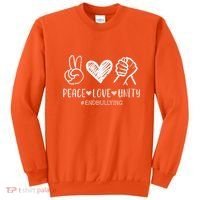 Peace Love Unity Orange Anti Bullying Unity Day Kids Sweatshirt thumb 0