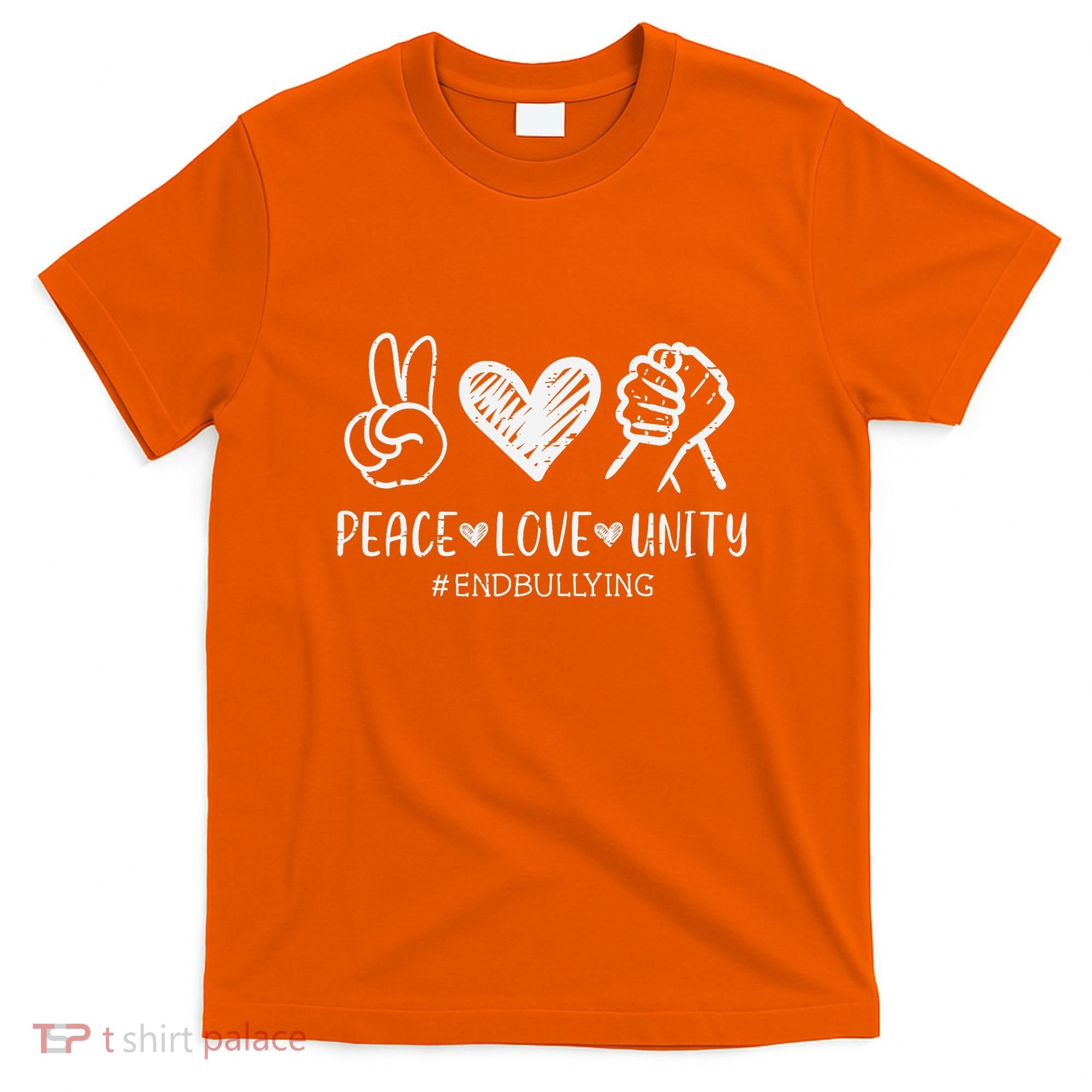 Peace Love Unity Orange Anti Bullying Unity Day Kids T-Shirt