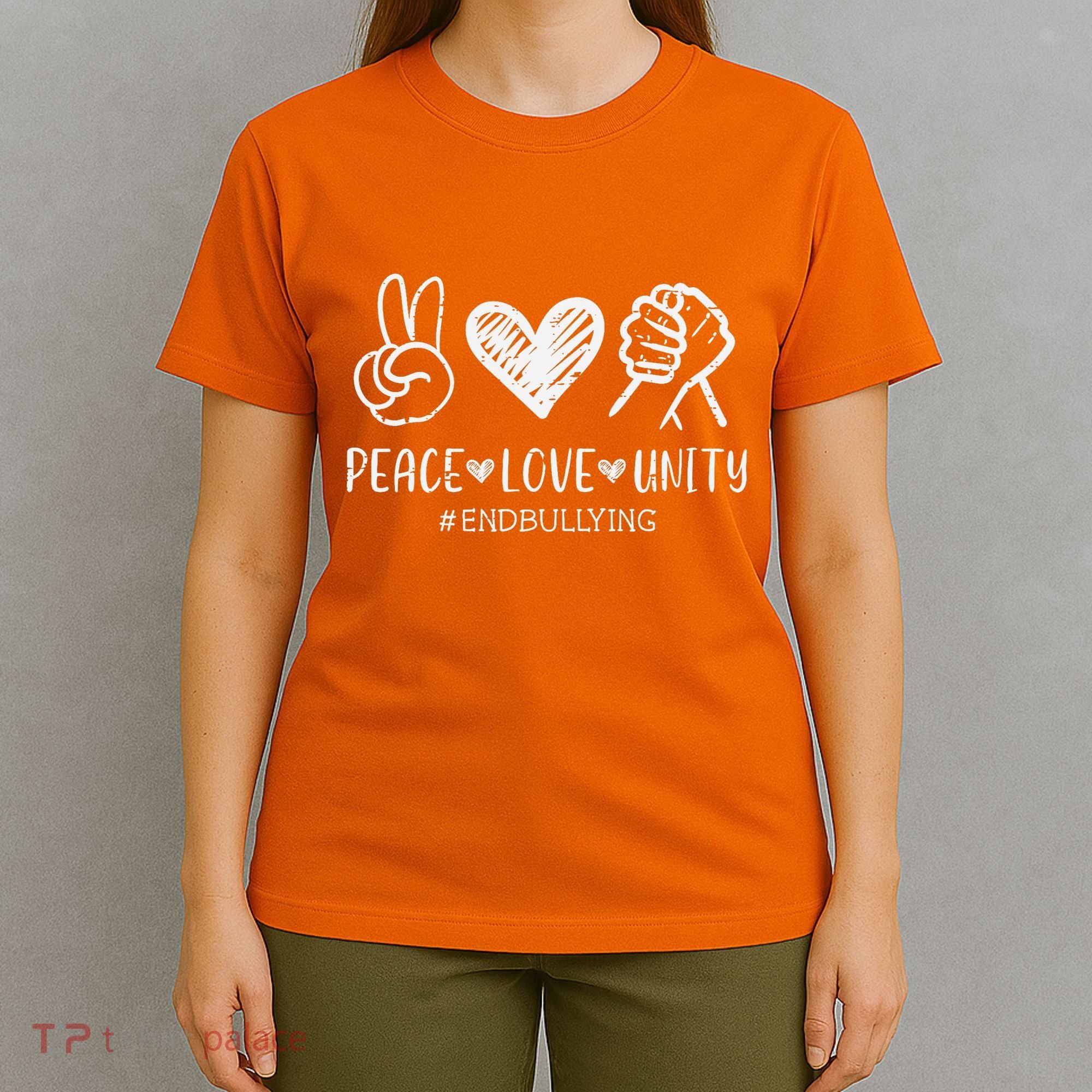 Peace Love Unity Orange Anti Bullying Unity Day Kids T-Shirt