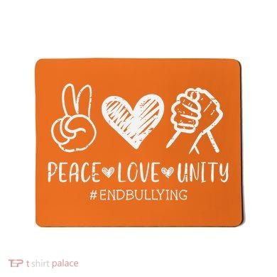 Peace Love Unity Orange Anti Bullying Unity Day Kids Mousepad