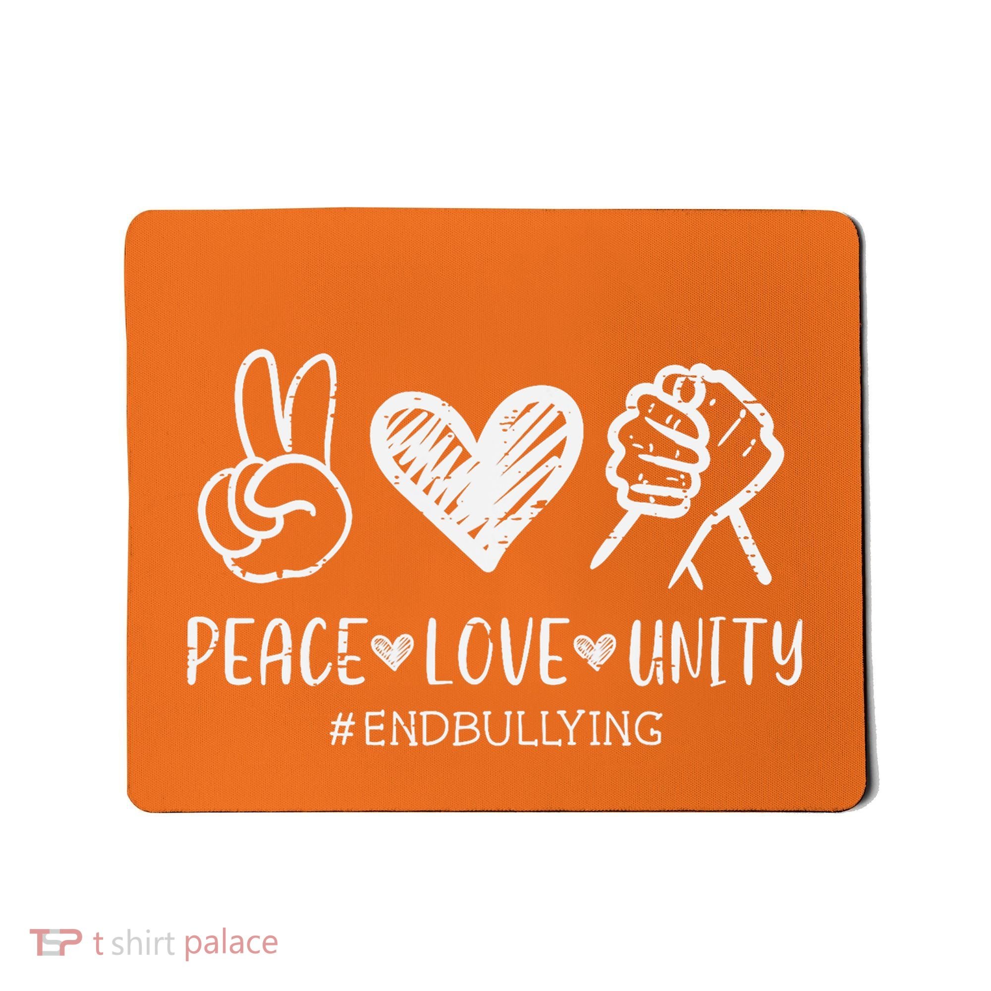 Peace Love Unity Orange Anti Bullying Unity Day Kids Mousepad