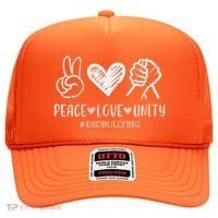 Peace Love Unity Orange Anti Bullying Unity Day Kids Hat thumb 0