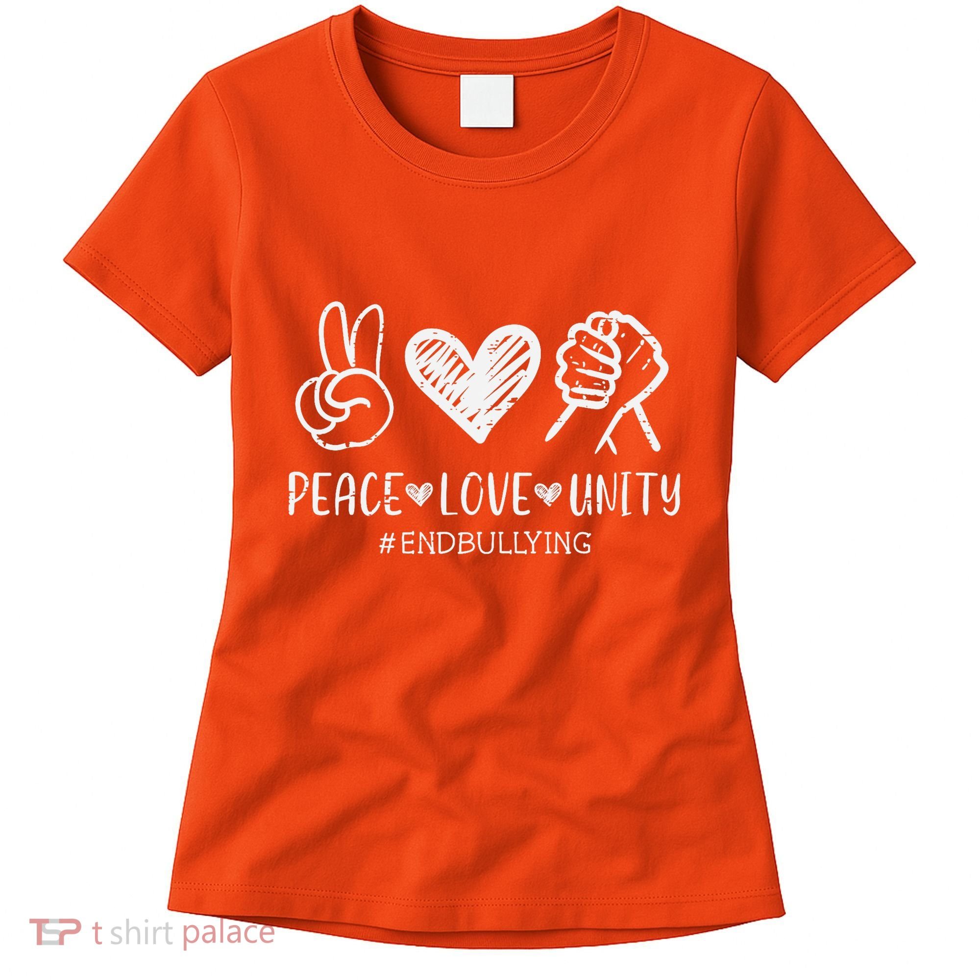Peace Love Unity Orange Anti Bullying Unity Day Kids Women's T-Shirt
