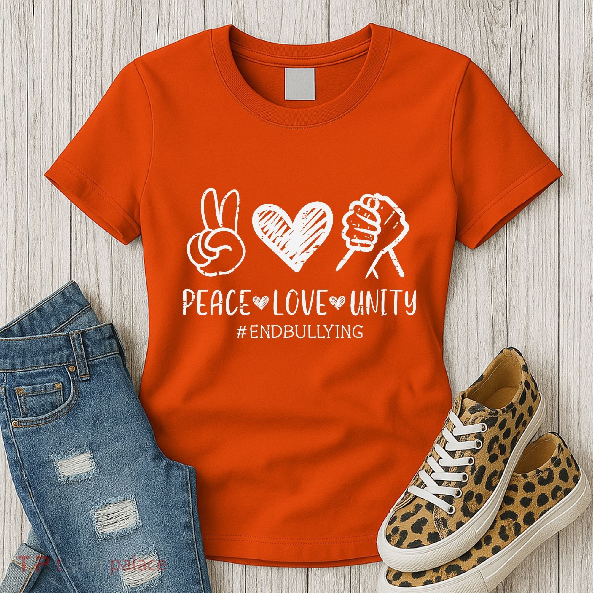 Peace Love Unity Orange Anti Bullying Unity Day Kids Women's T-Shirt