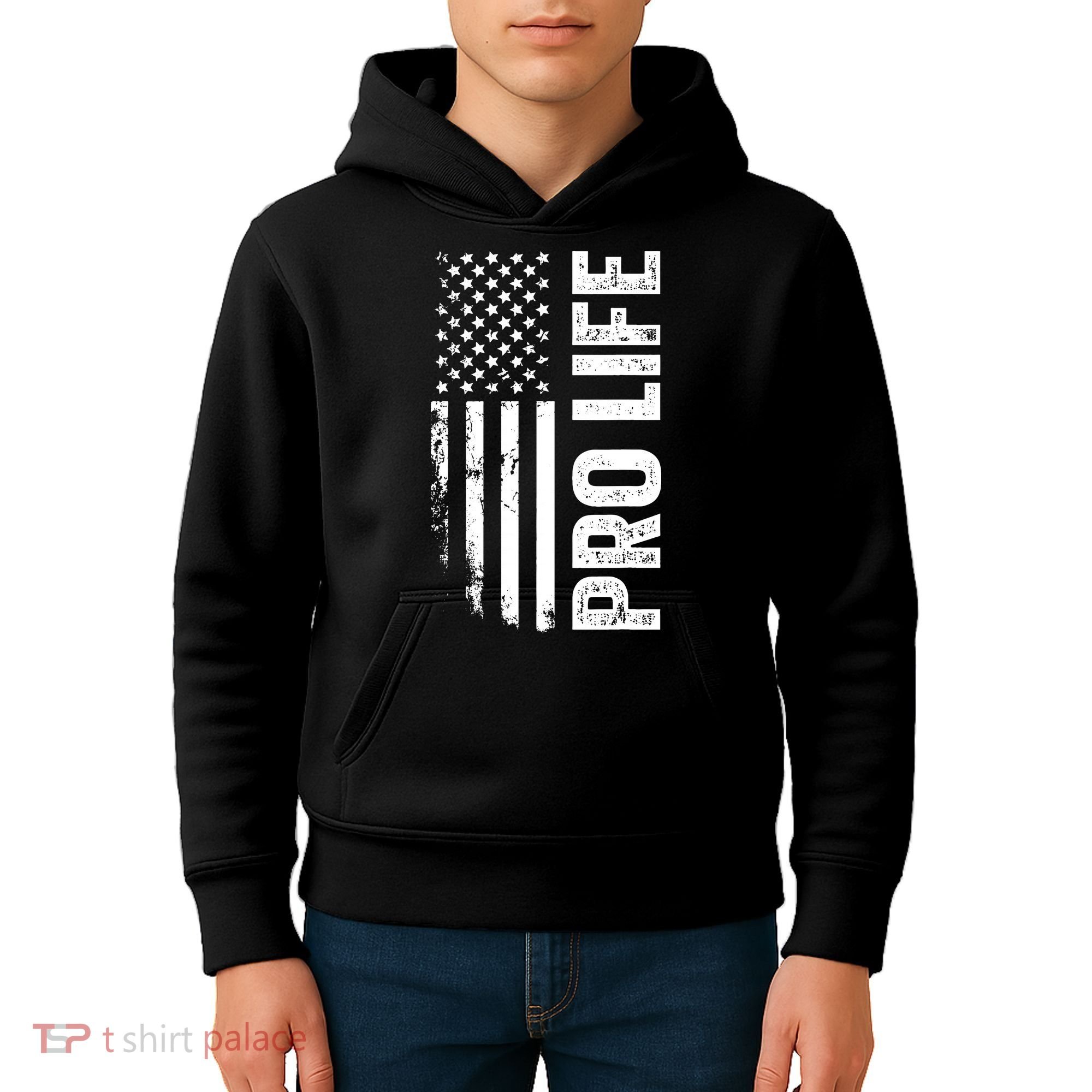 Pro Life Us Flag Kids Hoodie