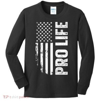 Pro Life Us Flag Kids Long Sleeve Shirt