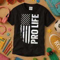Pro Life Us Flag Kids T-Shirt thumb 3