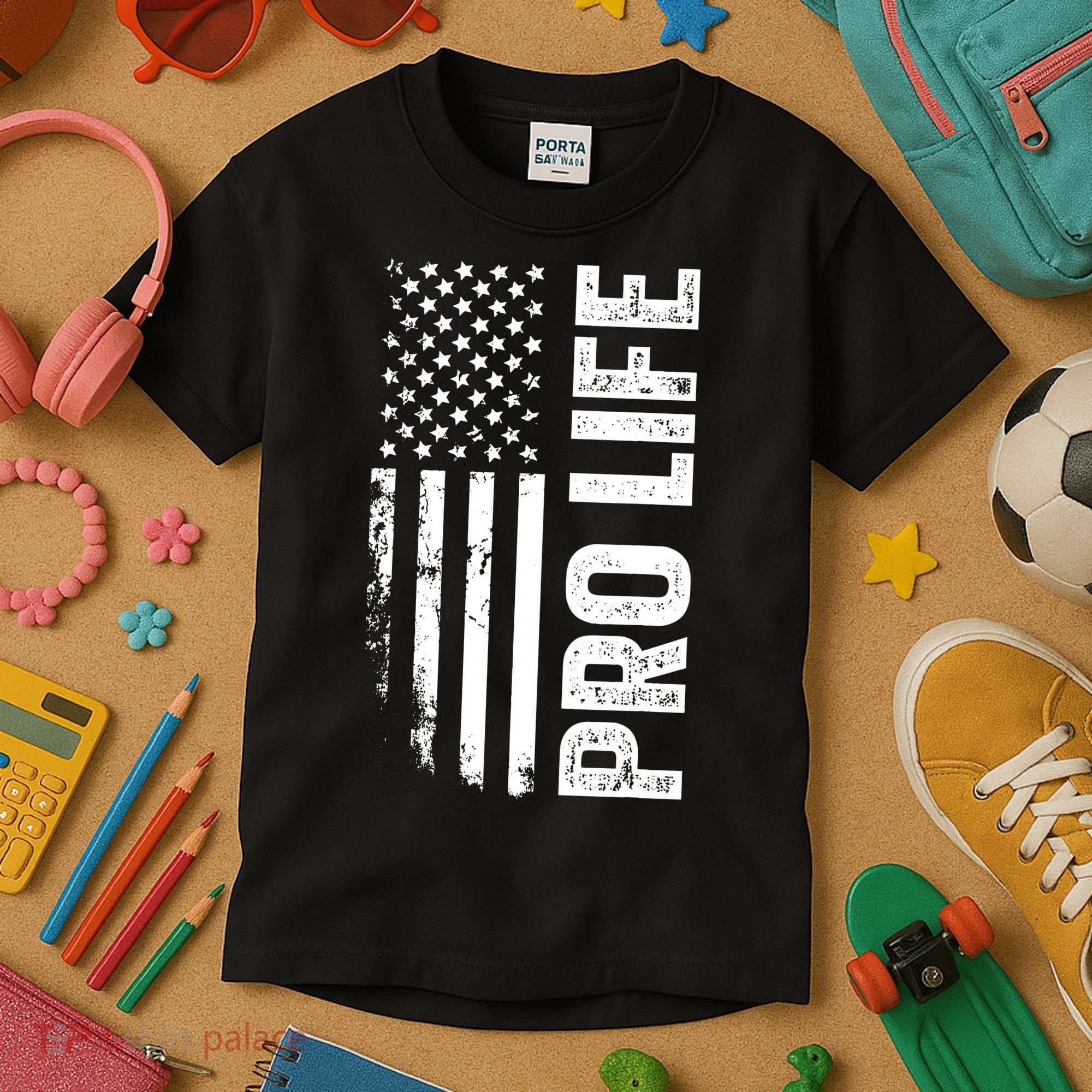 Pro Life Us Flag Kids T-Shirt
