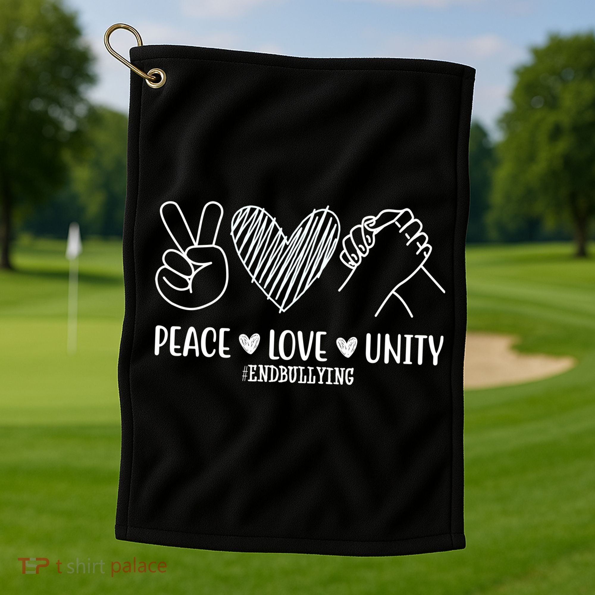 Peace Love Unity End Bullying Awareness Golf Towel