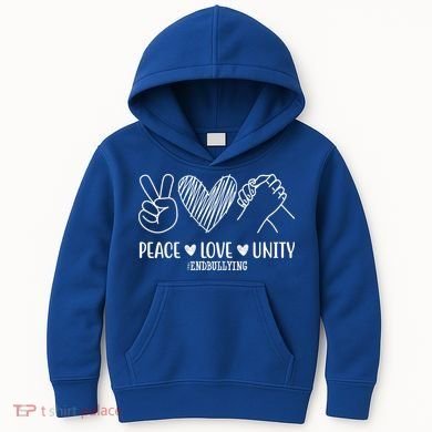 Peace Love Unity End Bullying Awareness Kids Hoodie