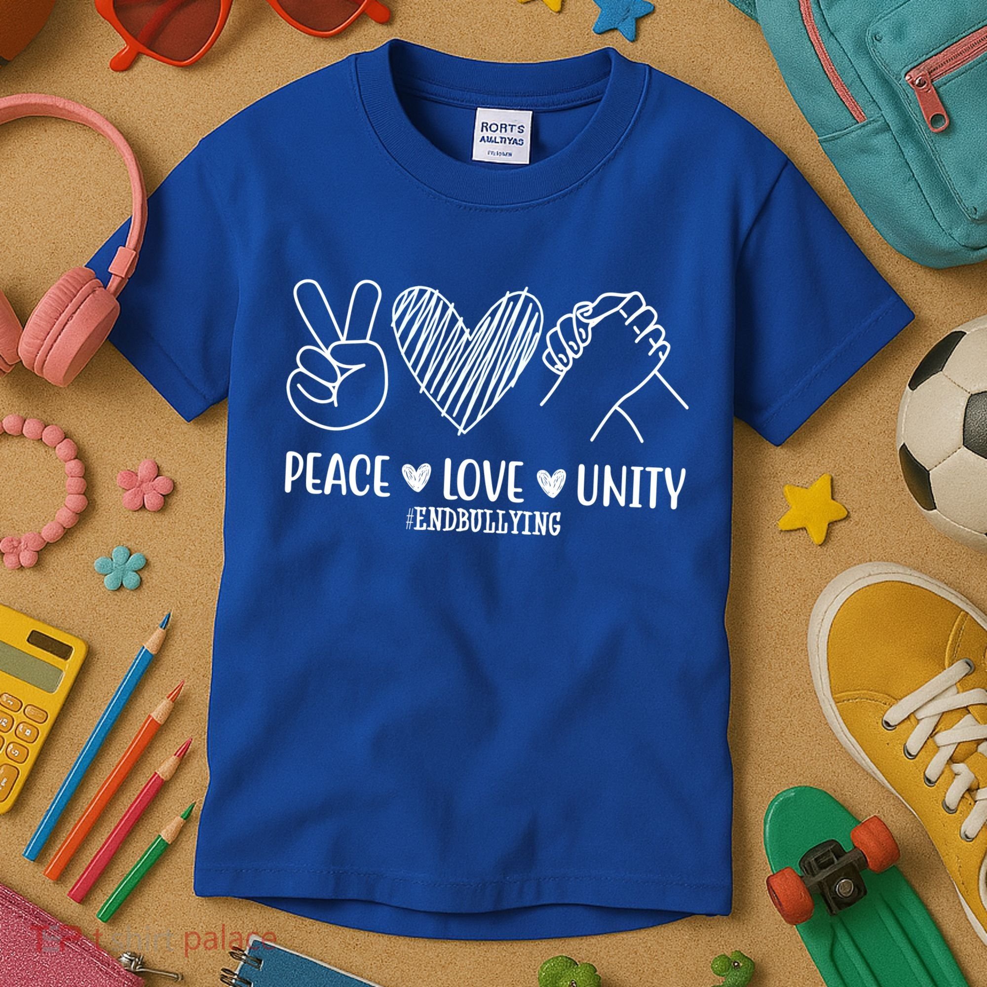 Peace Love Unity End Bullying Awareness Kids T-Shirt