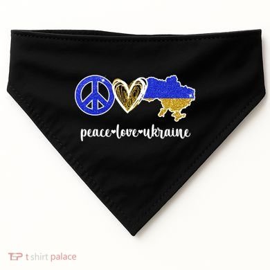 Peace Love Ukraine USA-Made Doggie Bandana