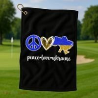 Peace Love Ukraine Golf Towel thumb 1