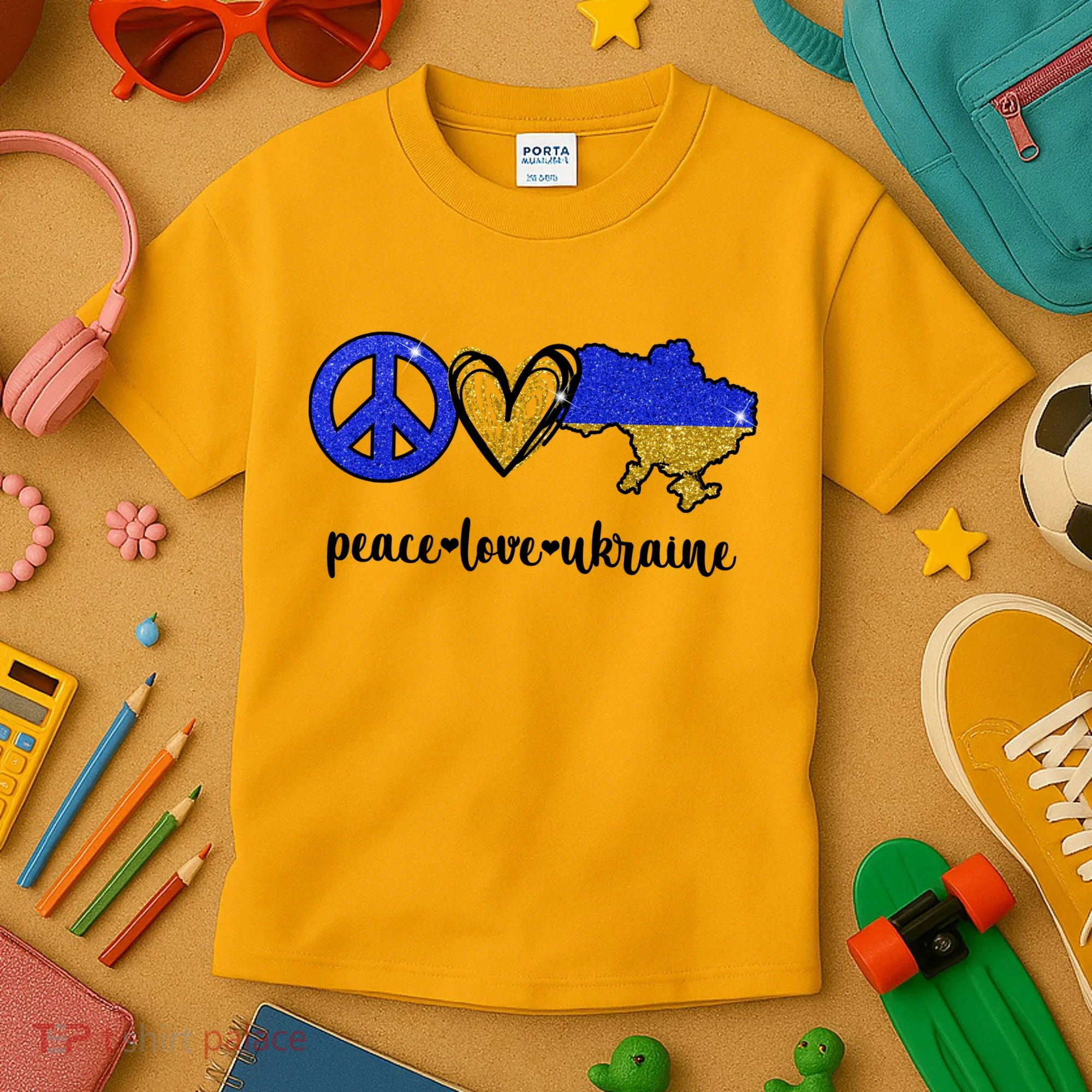Peace Love Ukraine Kids T-Shirt