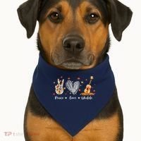 Peace Love Ukulele Hawaiian Ukelele Uke Guitar Players USA-Made Doggie Bandana thumb 1