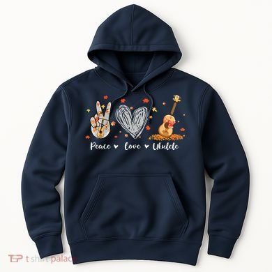 Peace Love Ukulele Hawaiian Ukelele Uke Guitar Players Hoodie