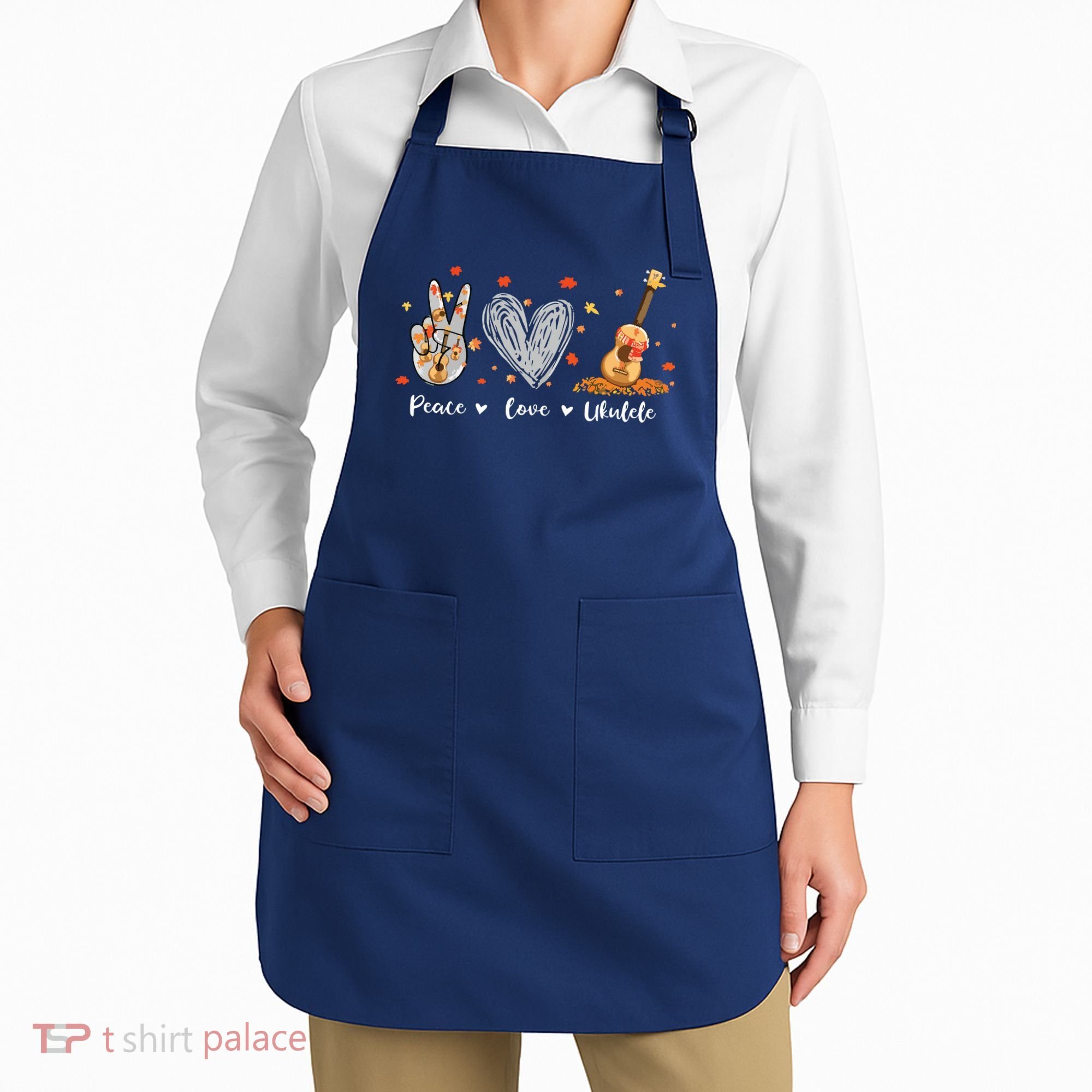 Peace Love Ukulele Hawaiian Ukelele Uke Guitar Players Apron