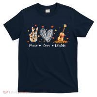 Peace Love Ukulele Hawaiian Ukelele Uke Guitar Players T-Shirt thumb 0