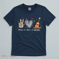 Peace Love Ukulele Hawaiian Ukelele Uke Guitar Players T-Shirt thumb 5