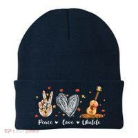 Peace Love Ukulele Hawaiian Ukelele Uke Guitar Players Beanie thumb 0